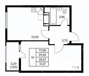 1-к квартира, вторичка, 41м2, 20/25 этаж