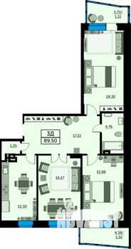 3-к квартира, вторичка, 89м2, 11/12 этаж