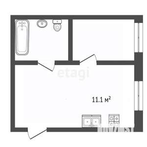 1-к квартира, вторичка, 29м2, 2/2 этаж