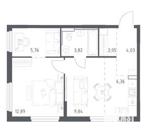 1-к квартира, вторичка, 45м2, 2/17 этаж