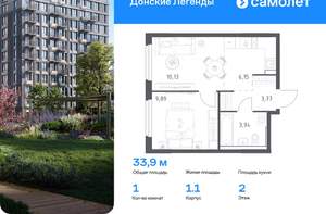 1-к квартира, вторичка, 33м2, 2/17 этаж