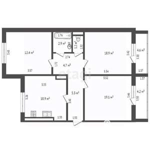 3-к квартира, вторичка, 83м2, 4/11 этаж