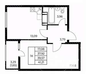 1-к квартира, вторичка, 41м2, 8/25 этаж