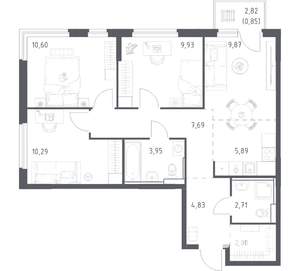 3-к квартира, вторичка, 69м2, 16/17 этаж