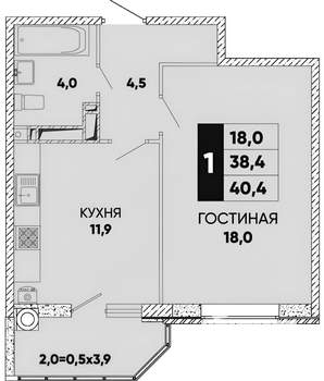 1-к квартира, вторичка, 42м2, 14/24 этаж