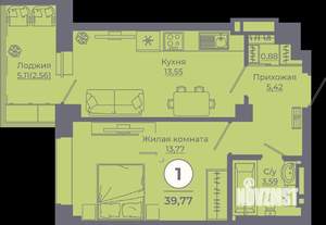 1-к квартира, вторичка, 39м2, 16/24 этаж