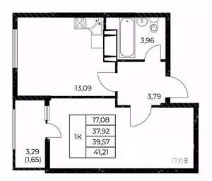 1-к квартира, вторичка, 41м2, 19/25 этаж