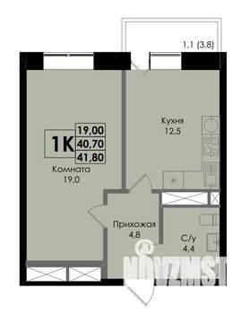 1-к квартира, вторичка, 42м2, 11/22 этаж