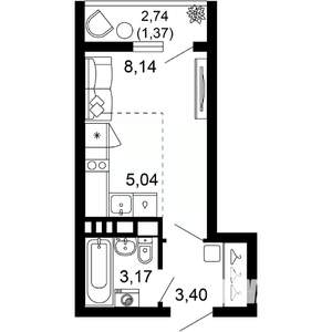 1-к квартира, вторичка, 21м2, 9/10 этаж