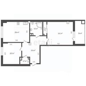 2-к квартира, вторичка, 78м2, 3/10 этаж