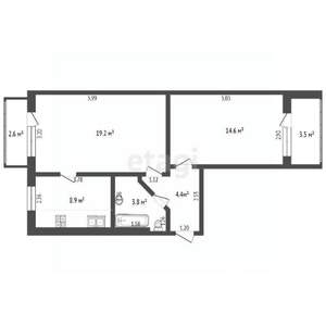 2-к квартира, вторичка, 51м2, 3/9 этаж