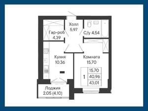 1-к квартира, вторичка, 43м2, 8/8 этаж