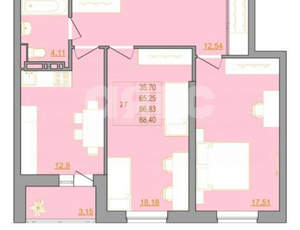 2-к квартира, вторичка, 69м2, 4/22 этаж