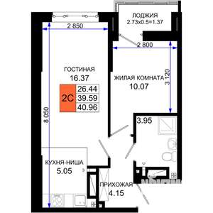 1-к квартира, вторичка, 41м2, 2/25 этаж
