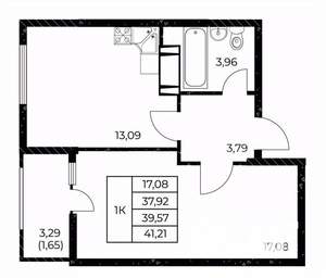 1-к квартира, вторичка, 41м2, 18/25 этаж