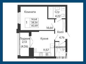1-к квартира, вторичка, 40м2, 6/8 этаж