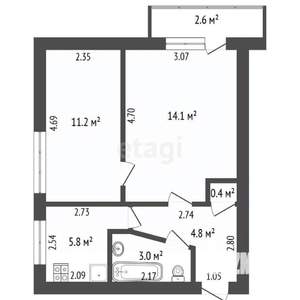 2-к квартира, вторичка, 40м2, 3/5 этаж
