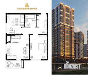 2-к квартира, вторичка, 48м2, 5/25 этаж