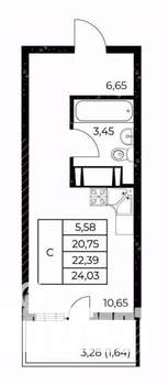 Студия квартира, вторичка, 24м2, 5/25 этаж