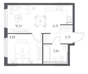 1-к квартира, вторичка, 34м2, 3/17 этаж