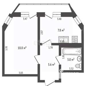 1-к квартира, вторичка, 33м2, 3/4 этаж