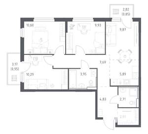 3-к квартира, вторичка, 70м2, 8/17 этаж