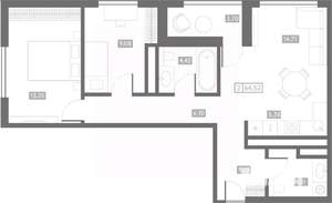 2-к квартира, вторичка, 65м2, 20/24 этаж