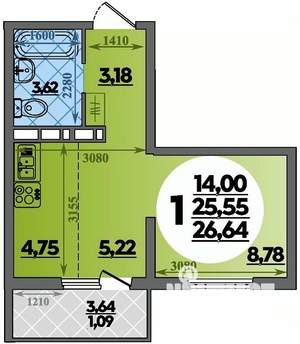 Студия квартира, строящийся дом, 27м2, 11/18 этаж