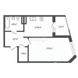 1-к квартира, вторичка, 44м2, 11/24 этаж