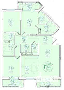 4-к квартира, вторичка, 115м2, 12/23 этаж