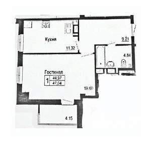 1-к квартира, вторичка, 47м2, 3/24 этаж