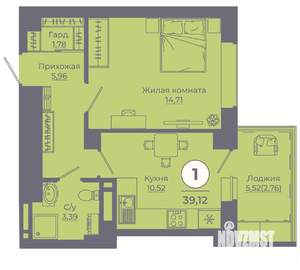 1-к квартира, вторичка, 39м2, 6/24 этаж