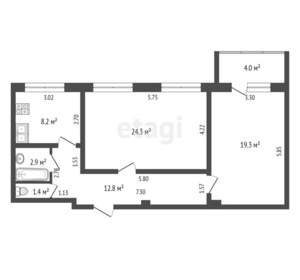 2-к квартира, вторичка, 71м2, 5/5 этаж