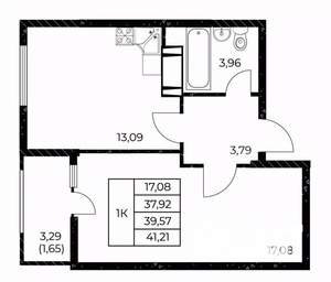 1-к квартира, вторичка, 41м2, 7/25 этаж