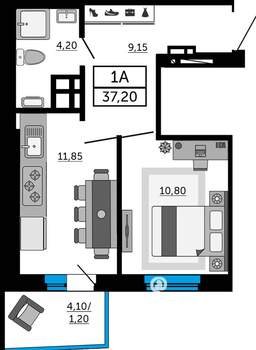 1-к квартира, вторичка, 37м2, 5/19 этаж