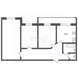 3-к квартира, вторичка, 58м2, 3/9 этаж