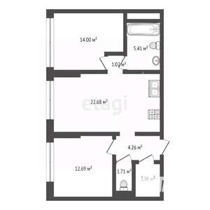 2-к квартира, вторичка, 65м2, 1/11 этаж