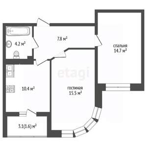 2-к квартира, вторичка, 54м2, 12/24 этаж