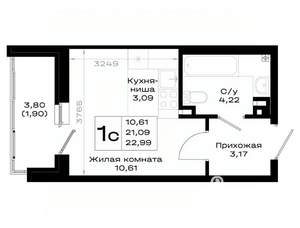Студия квартира, вторичка, 23м2, 2/25 этаж