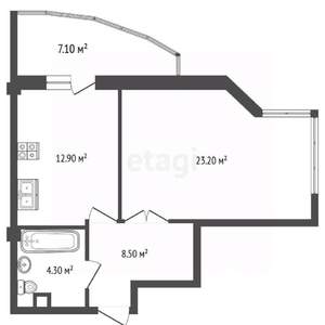 1-к квартира, вторичка, 55м2, 4/18 этаж