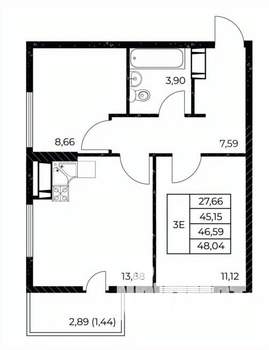 2-к квартира, вторичка, 48м2, 17/25 этаж