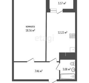 1-к квартира, вторичка, 38м2, 18/20 этаж