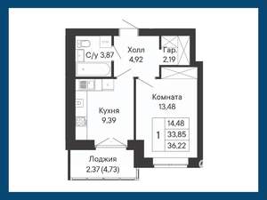 1-к квартира, вторичка, 36м2, 8/8 этаж