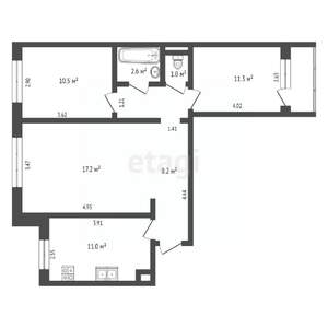 3-к квартира, вторичка, 63м2, 1/9 этаж