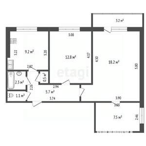 3-к квартира, вторичка, 57м2, 7/9 этаж