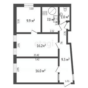 2-к квартира, вторичка, 26м2, 2/2 этаж