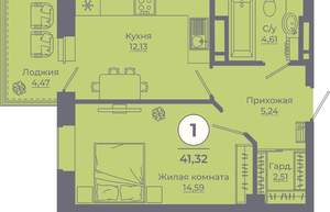 1-к квартира, вторичка, 41м2, 13/24 этаж