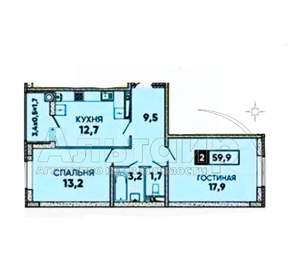 2-к квартира, вторичка, 57м2, 19/21 этаж