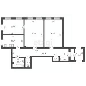 3-к квартира, вторичка, 85м2, 1/5 этаж