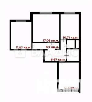 3-к квартира, вторичка, 67м2, 1/20 этаж